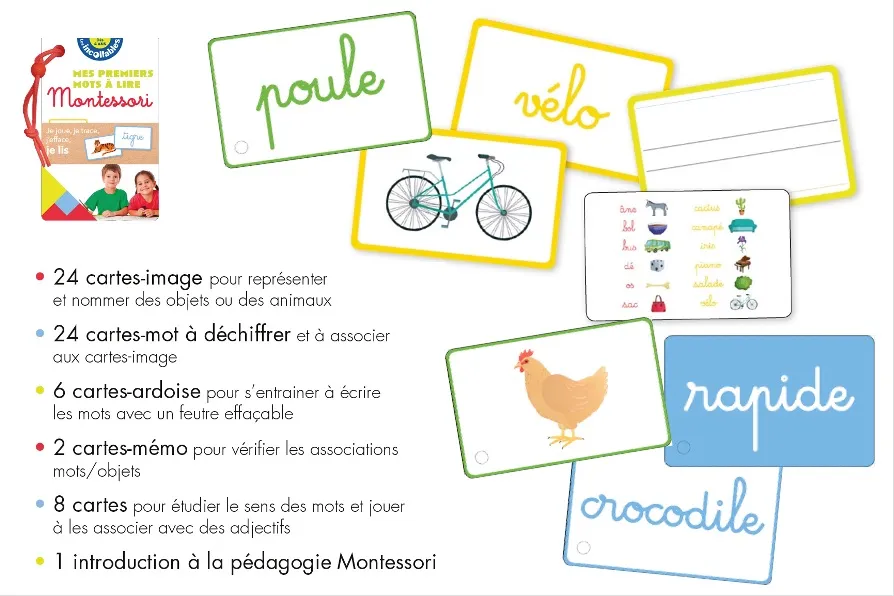 Les Incollables Éventail Montessori mes premiers mots cartes