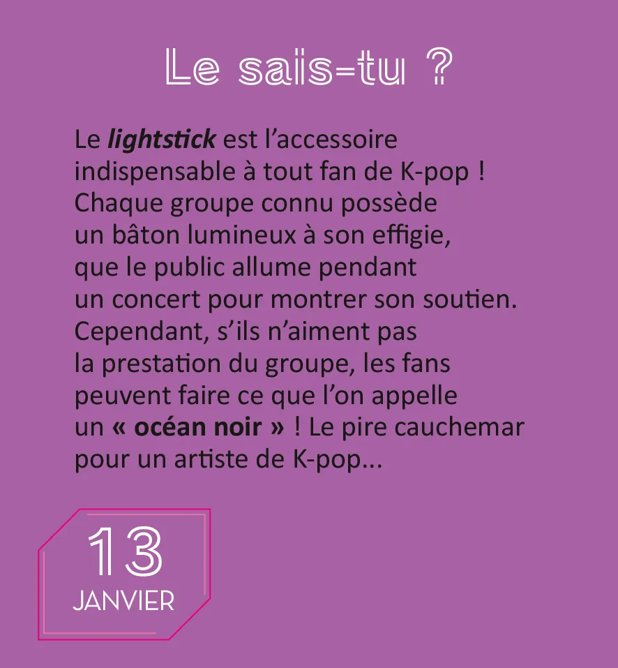 Frigobloc 365 jours K-POP mini calendrier éphéméride