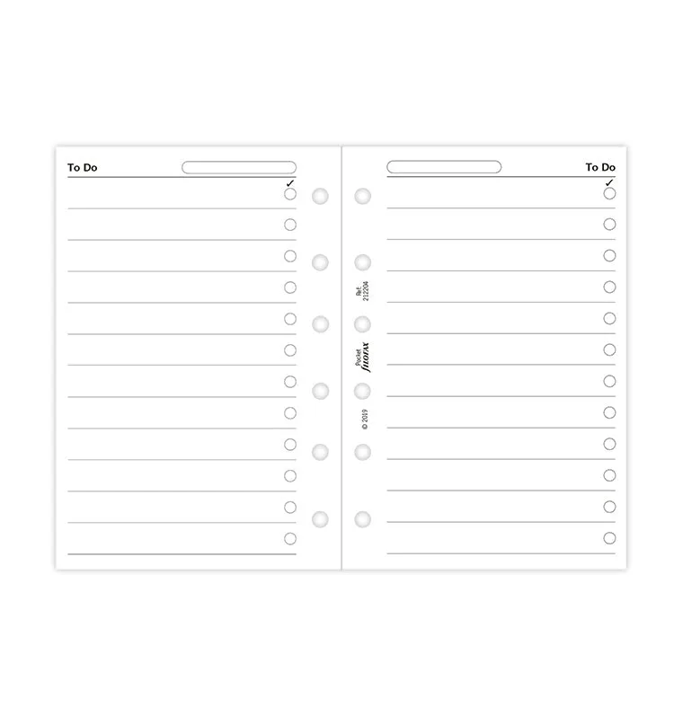 Filofax Pocket To Do recharge 20 feuilles à cocher