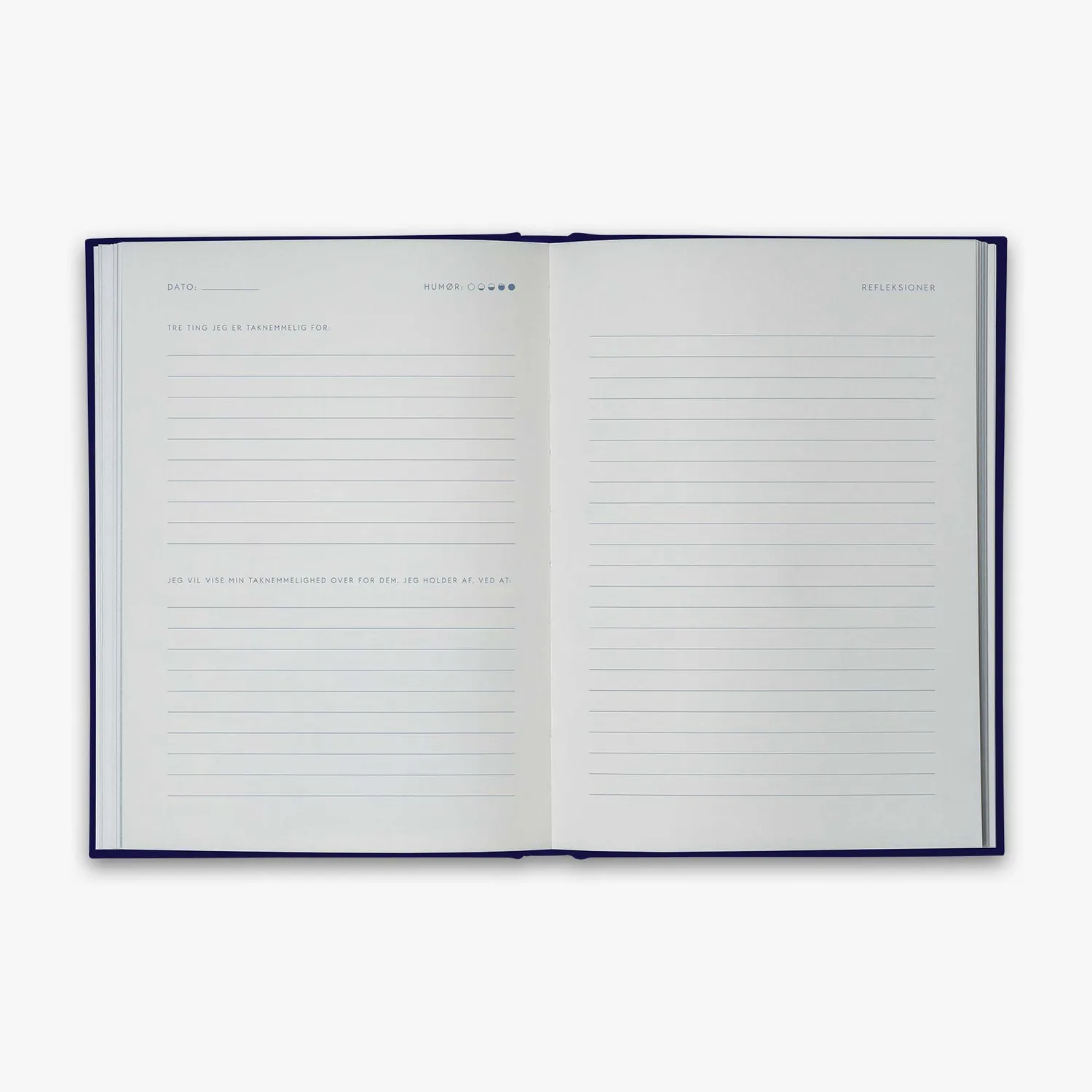 Kartotek Refleksionsdagbog journal guidé danois bleu nuit