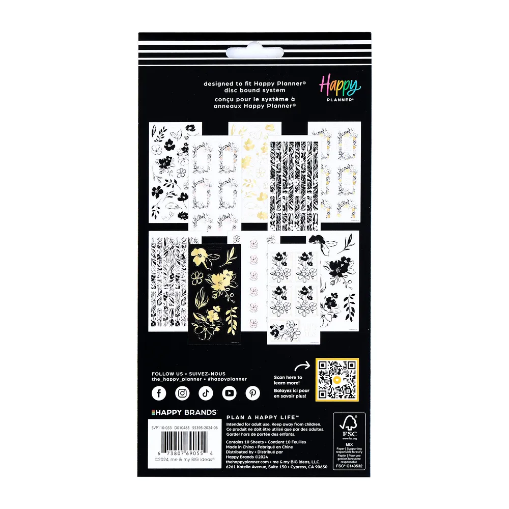 Happy Planner Sketchy Florals stickers 10 feuilles 128