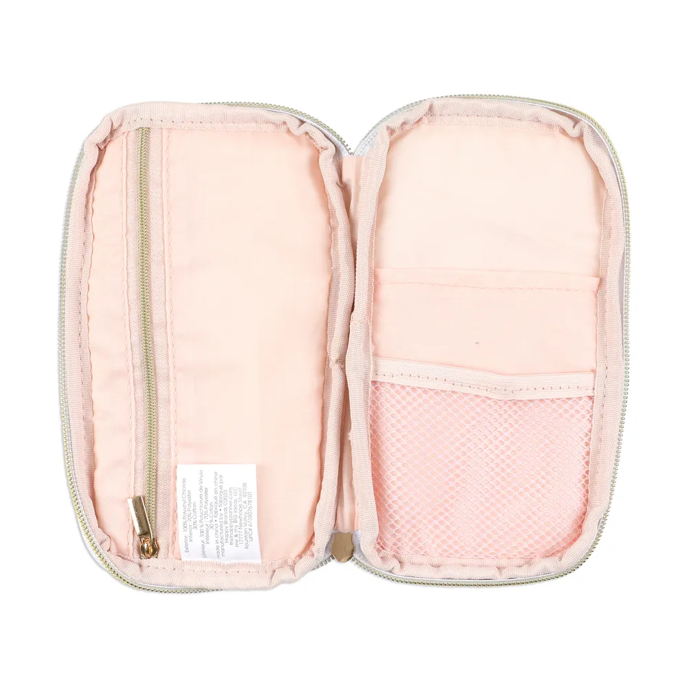 Happy Planner Peachy Stripes pochette zippée pêche à élastique