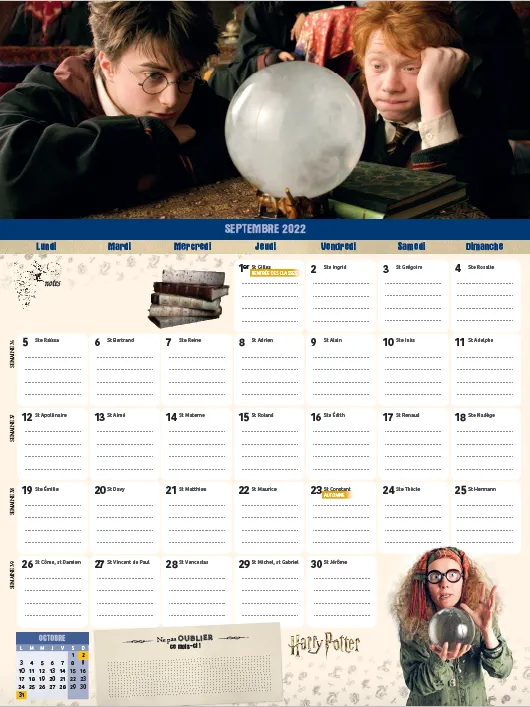 Frigobloc Mensuel 2023 Harry Potter calendrier aimanté famille