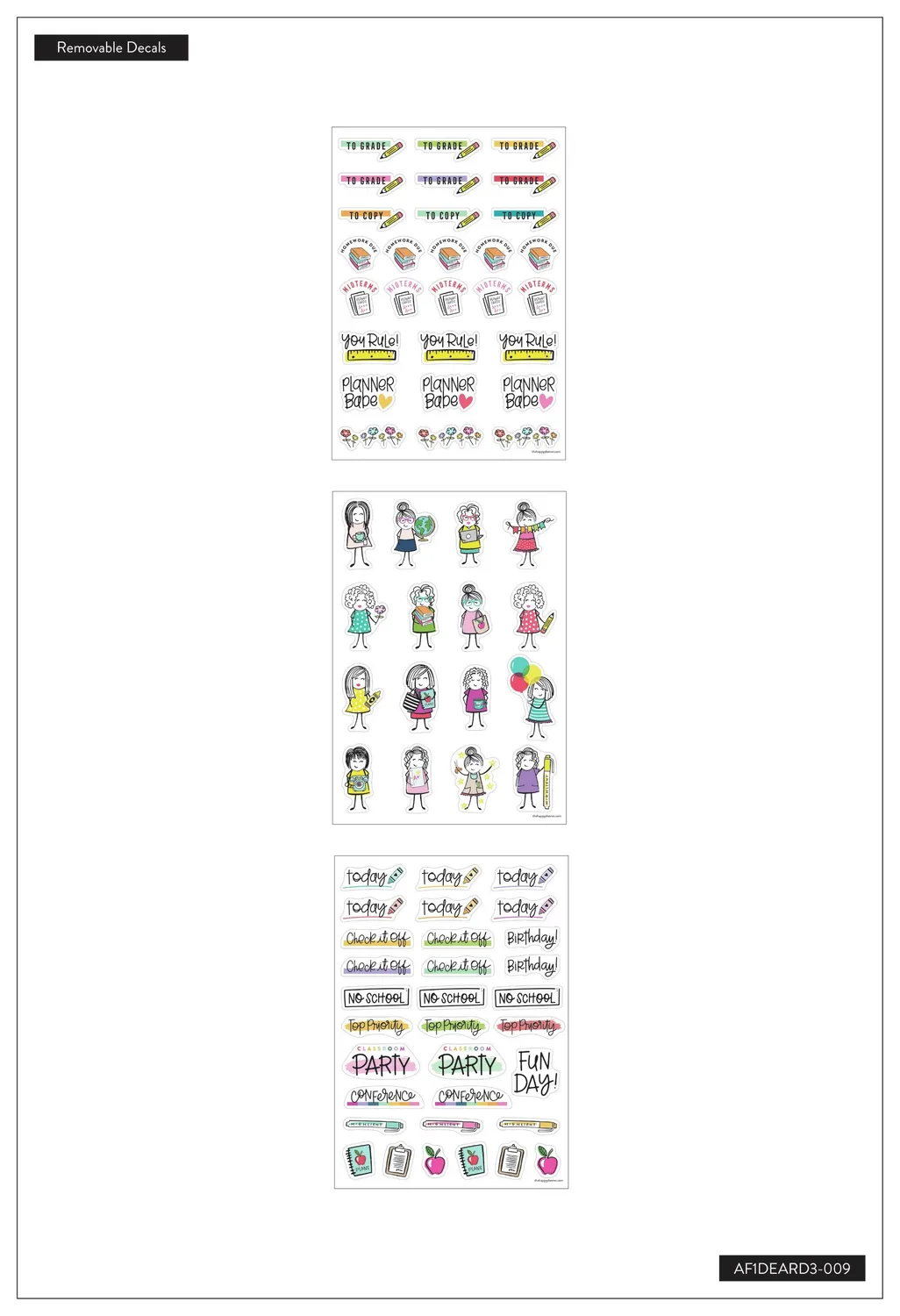 Happy Planner Stick Girl stickers tableau blanc effaçables 76