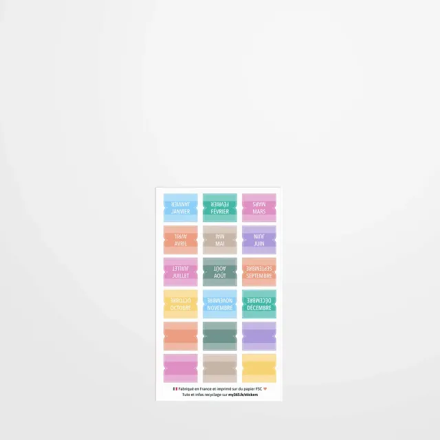My365 Stickers onglets mensuel 8 couleurs