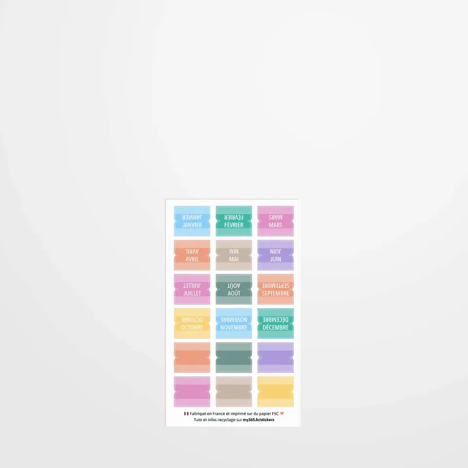 My365 Stickers onglets mensuel 8 couleurs