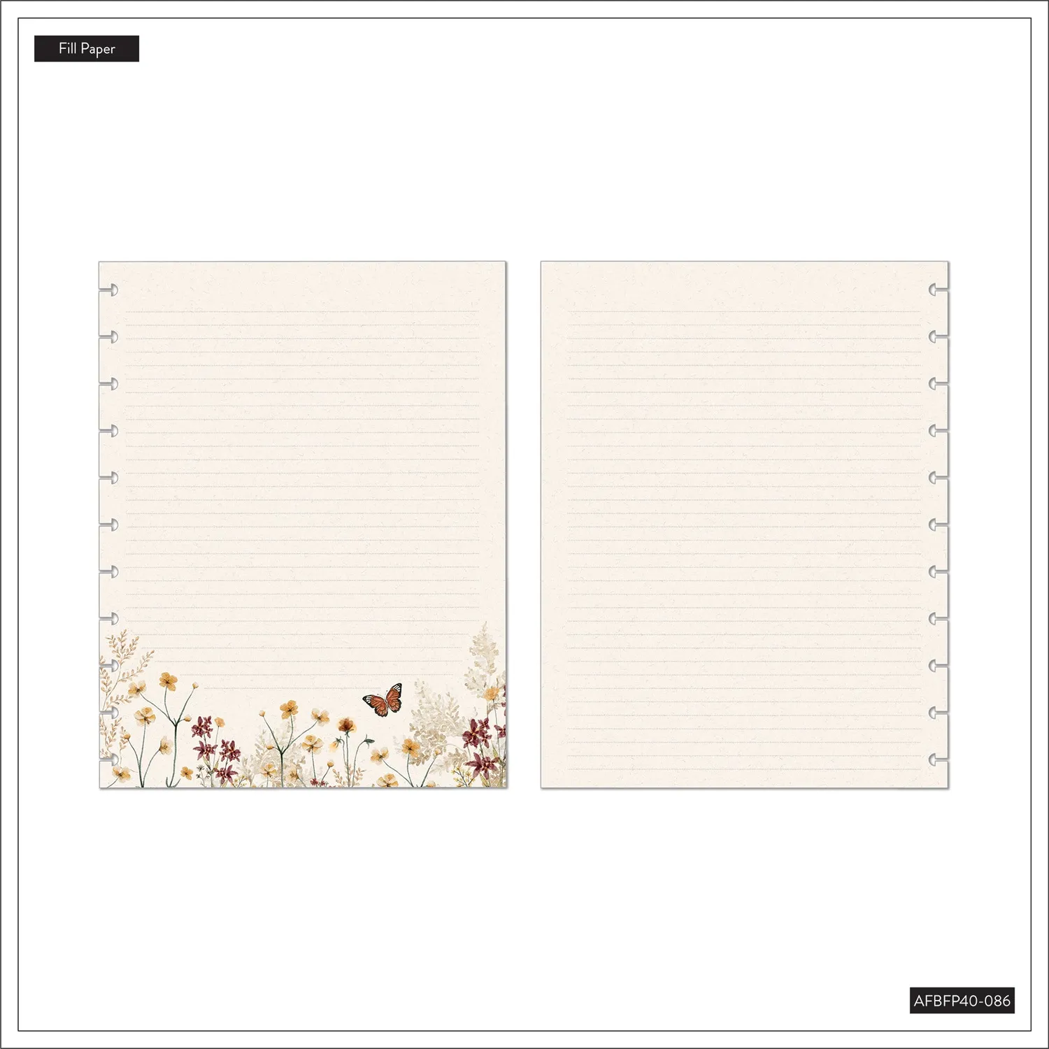 Happy Planner Wild Fields recharge papier Big 40 feuilles