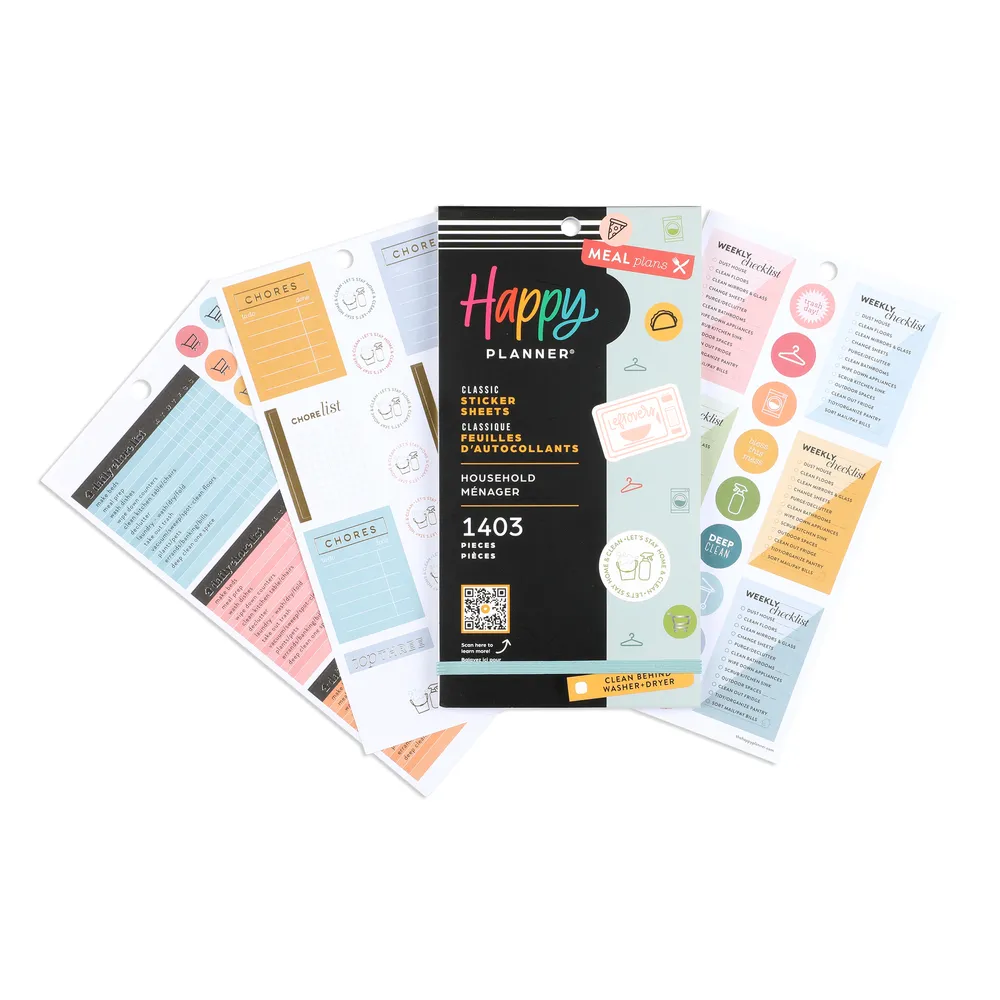 Happy Planner Daily Chores carnet stickers ménage 30 planches