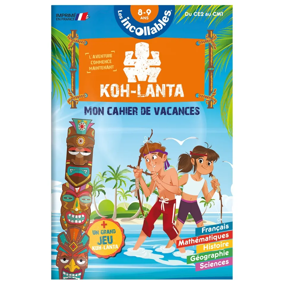 Incollables Koh-Lanta CE2 CM1 cahier vacances 8-9 ans