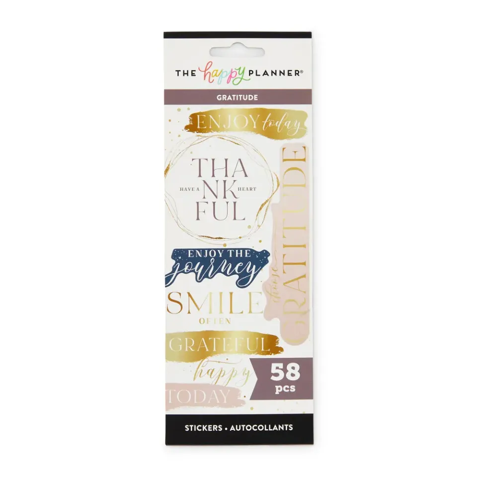 Happy Planner Gratitude autocollants doré 8 planches 58