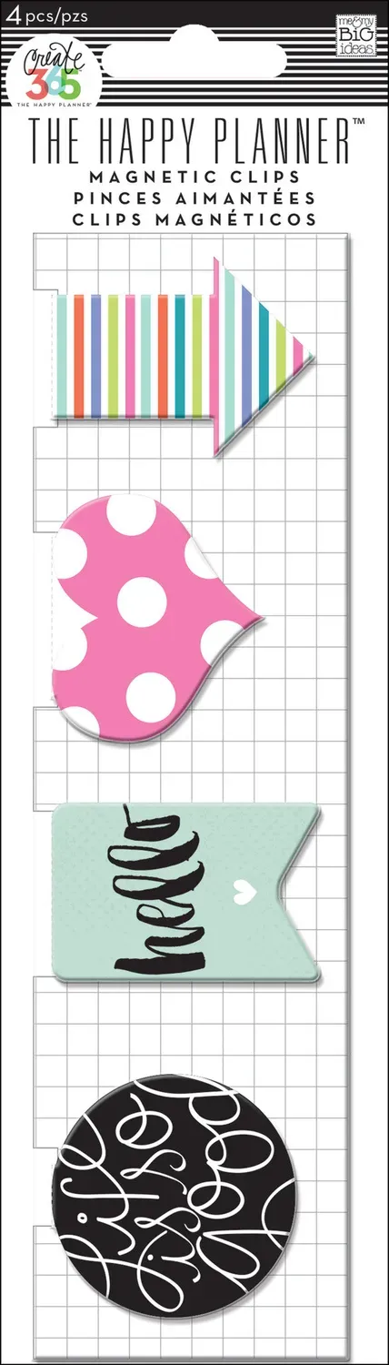 Happy Planner Hello clips magnétiques pages x4
