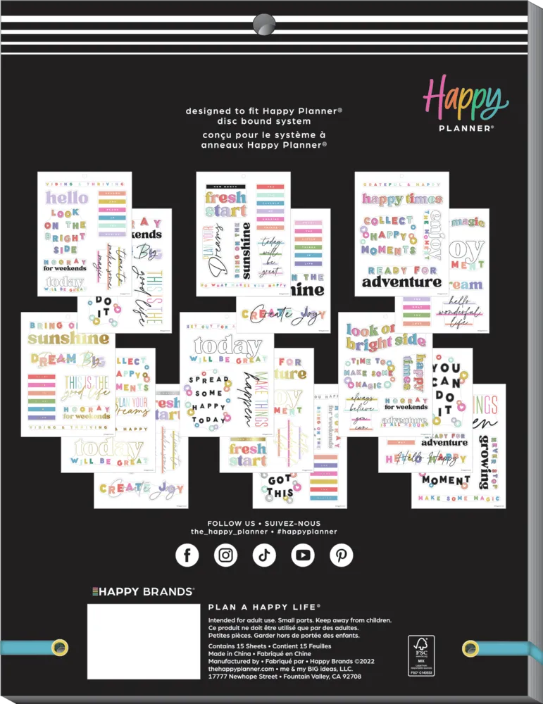 Happy Planner Happy Brights stickers Large 30 planches citations