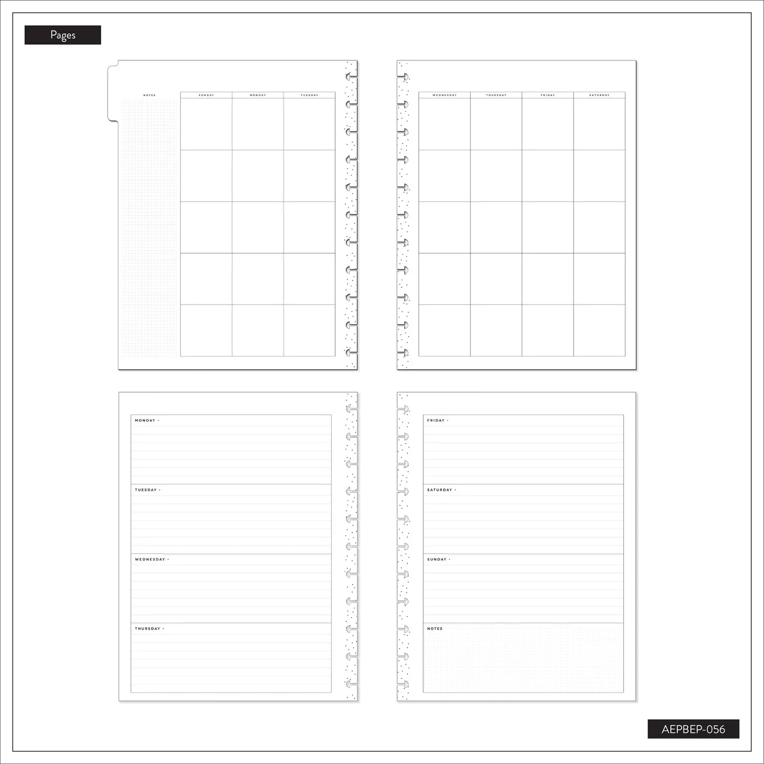 Happy Planner Shadow Fields extension Big horizontal 6 mois