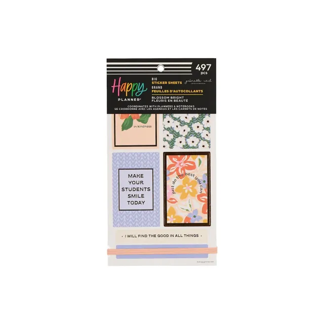 Happy Planner Blossom Bright Teacher stickers Big 30 planches floral