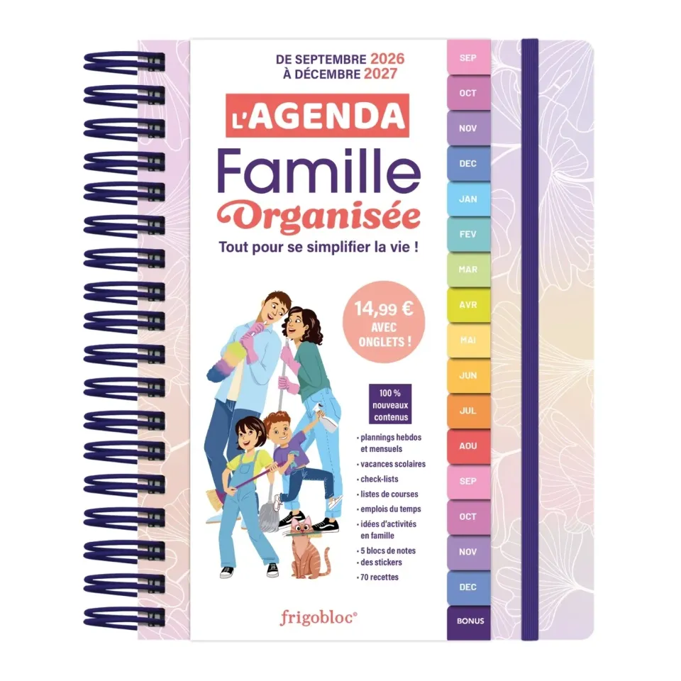 Frigobloc Famille organisée 2027 agenda familial à onglets