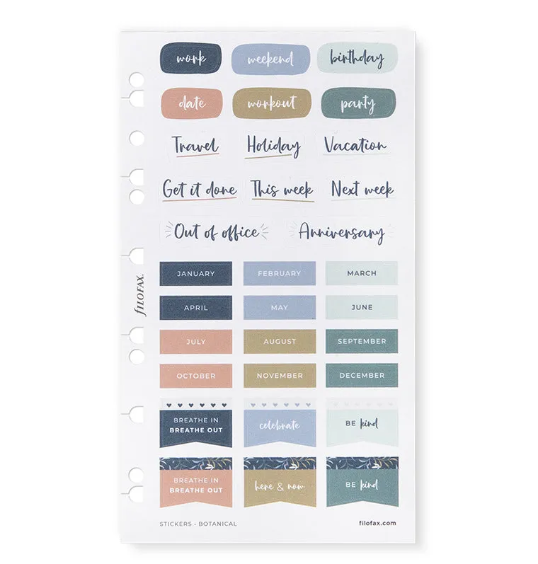 Filofax Botanical autocollants planner A5 Personal