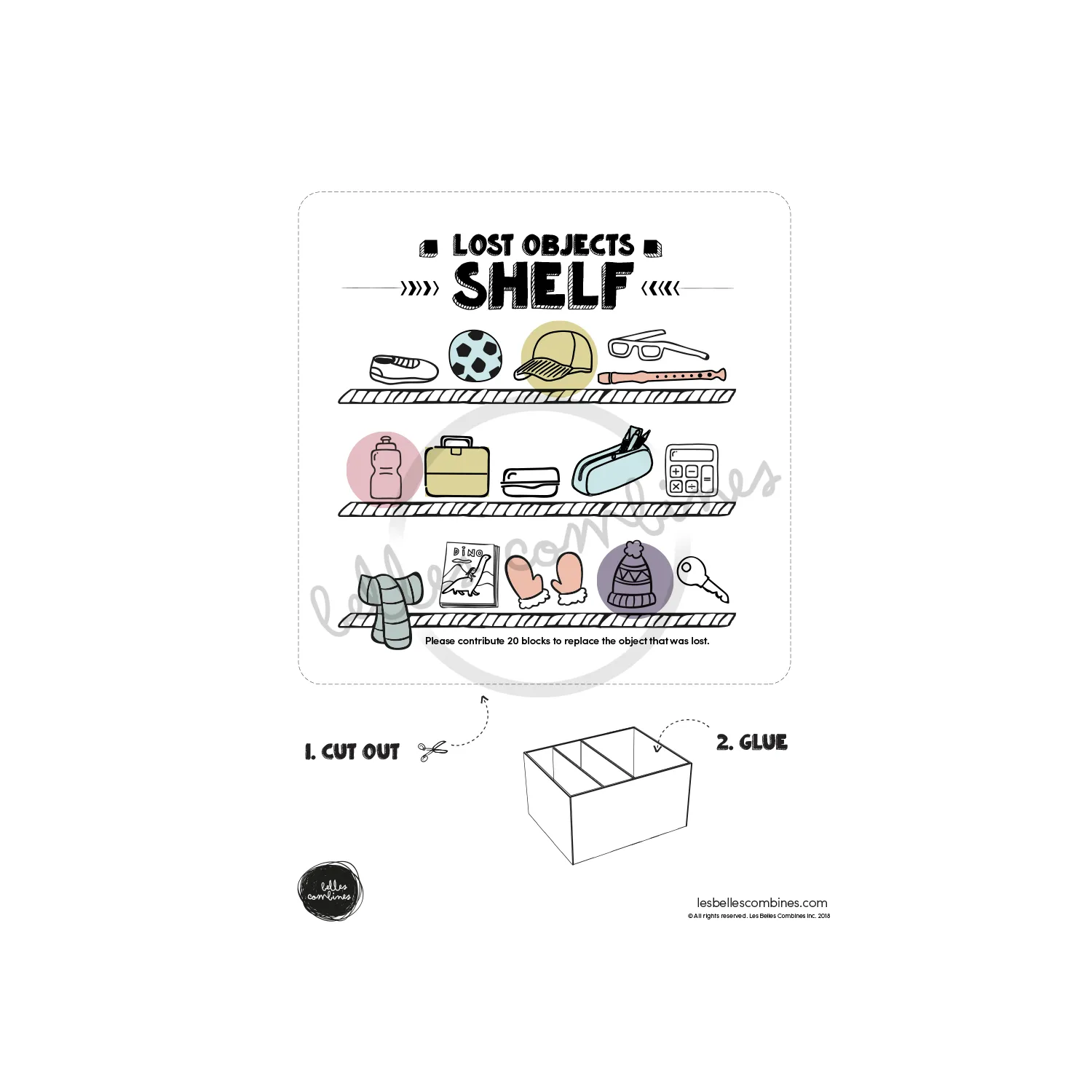 Les Belles Combines Rayon objets perdus affiche 20 jetons bilingue