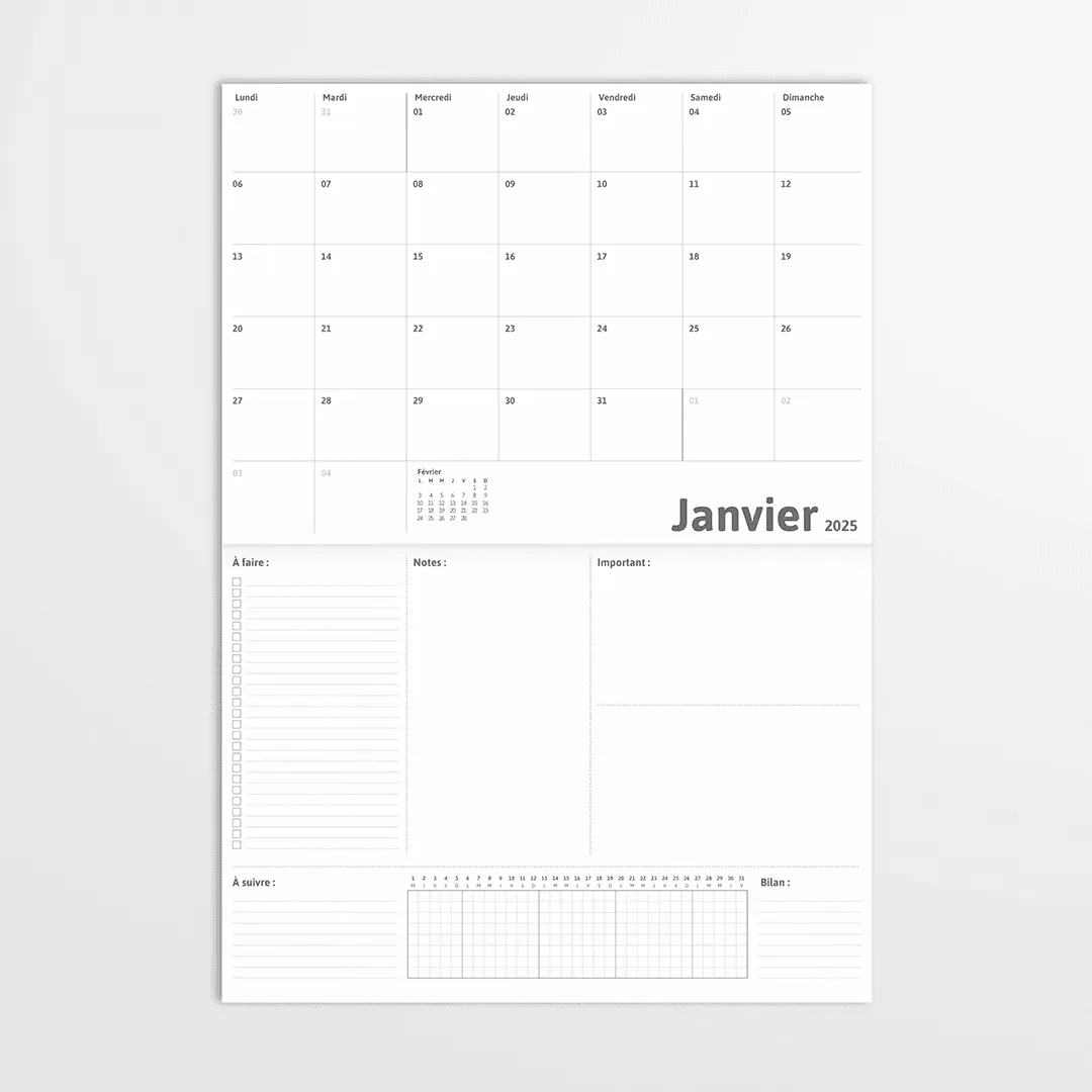 My365 mon calendrier 2027 mural A4 mois par mois