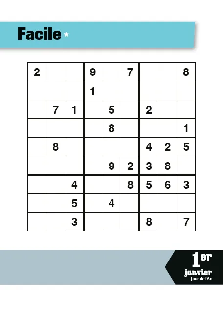 Frigobloc Année à bloc Sudoku 365 jours calendrier 4 niveaux