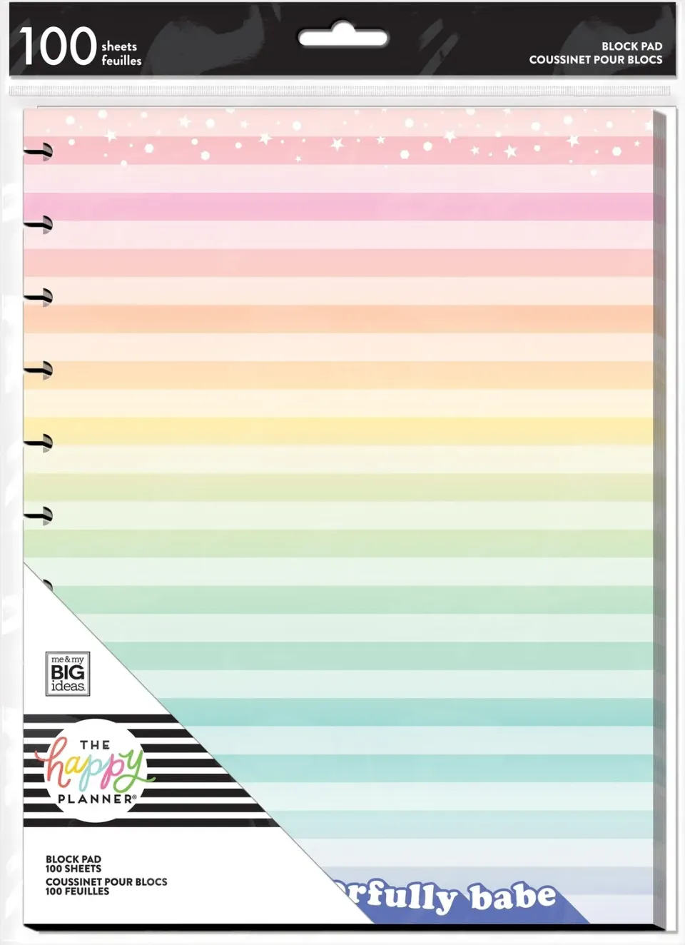 Happy Planner Brights bloc papier grand format 100 feuilles