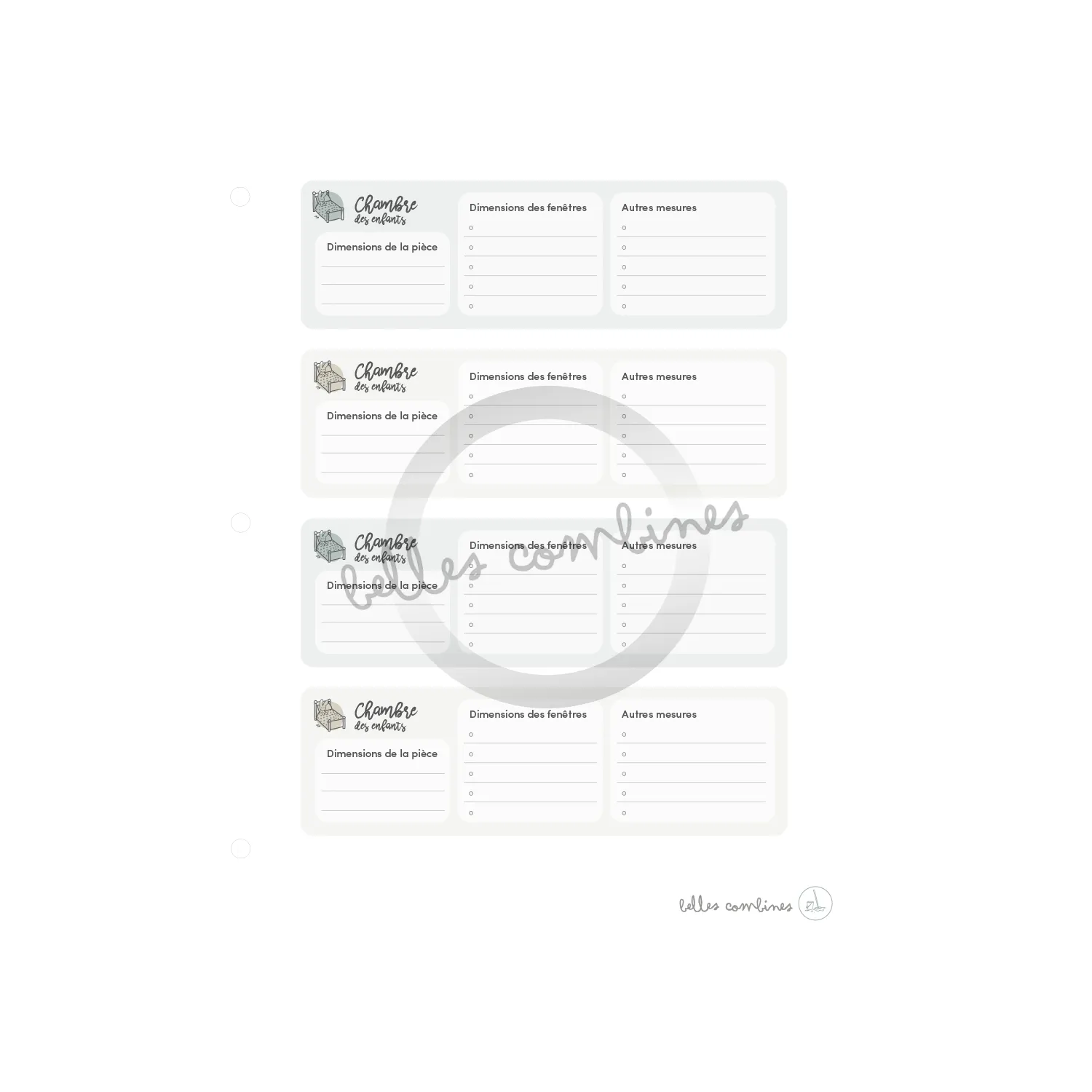 Les Belles Combines Mesures maison fiche organisation à imprimer