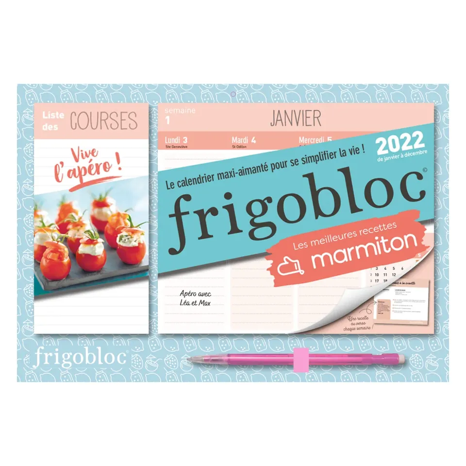 Frigobloc Mini Hebdo calendrier familial recettes apéro 2022