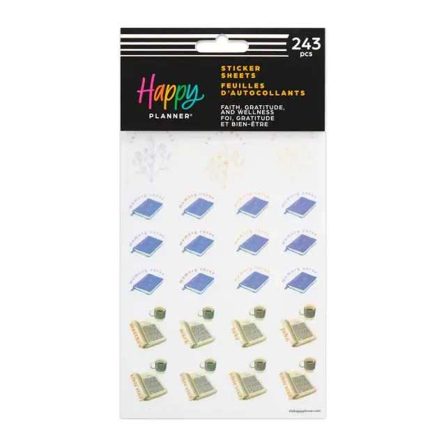 Happy Planner Faith Gratitude autocollants bien-être 243 stickers