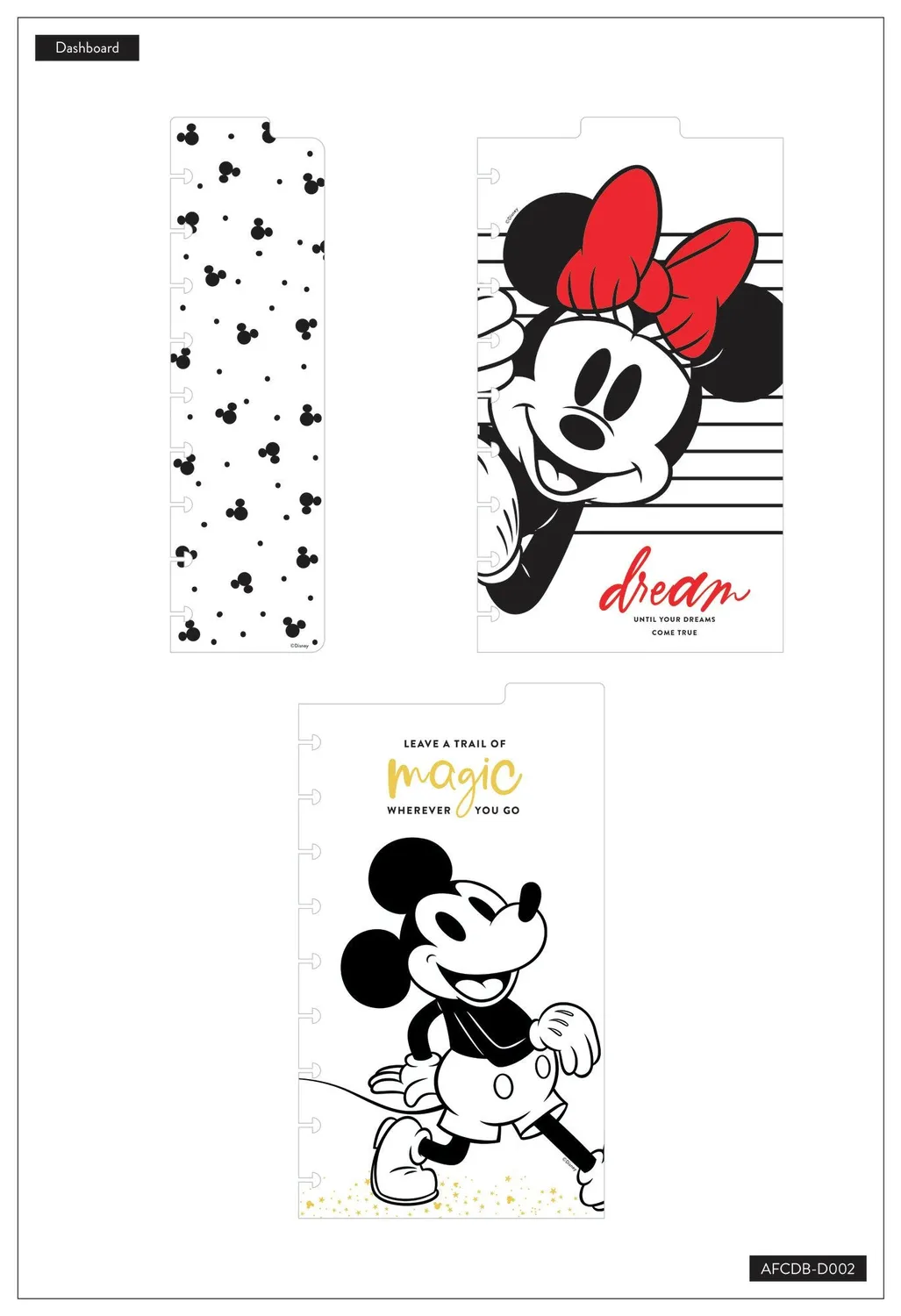 Happy Planner Mickey Minnie dashboards classic lot de 3