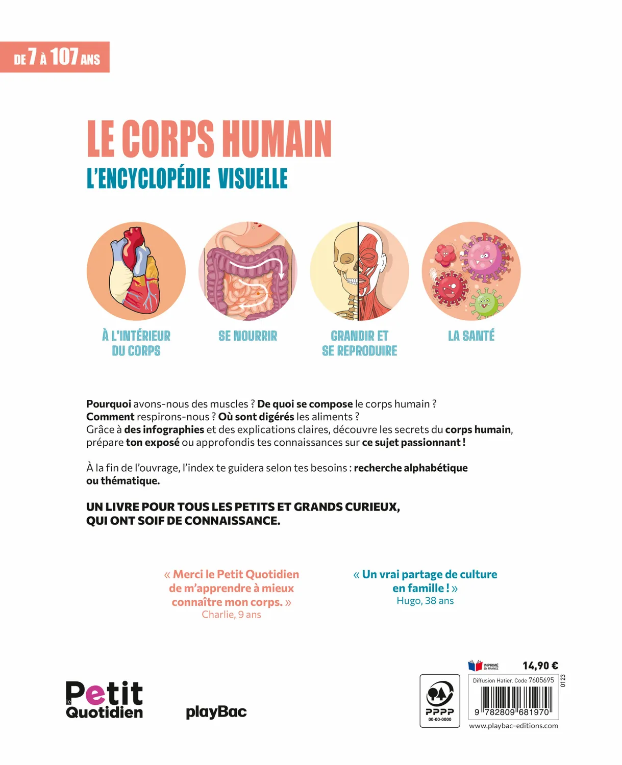 Le Petit Quotidien L'encyclopédie visuelle Corps humain livre enfant