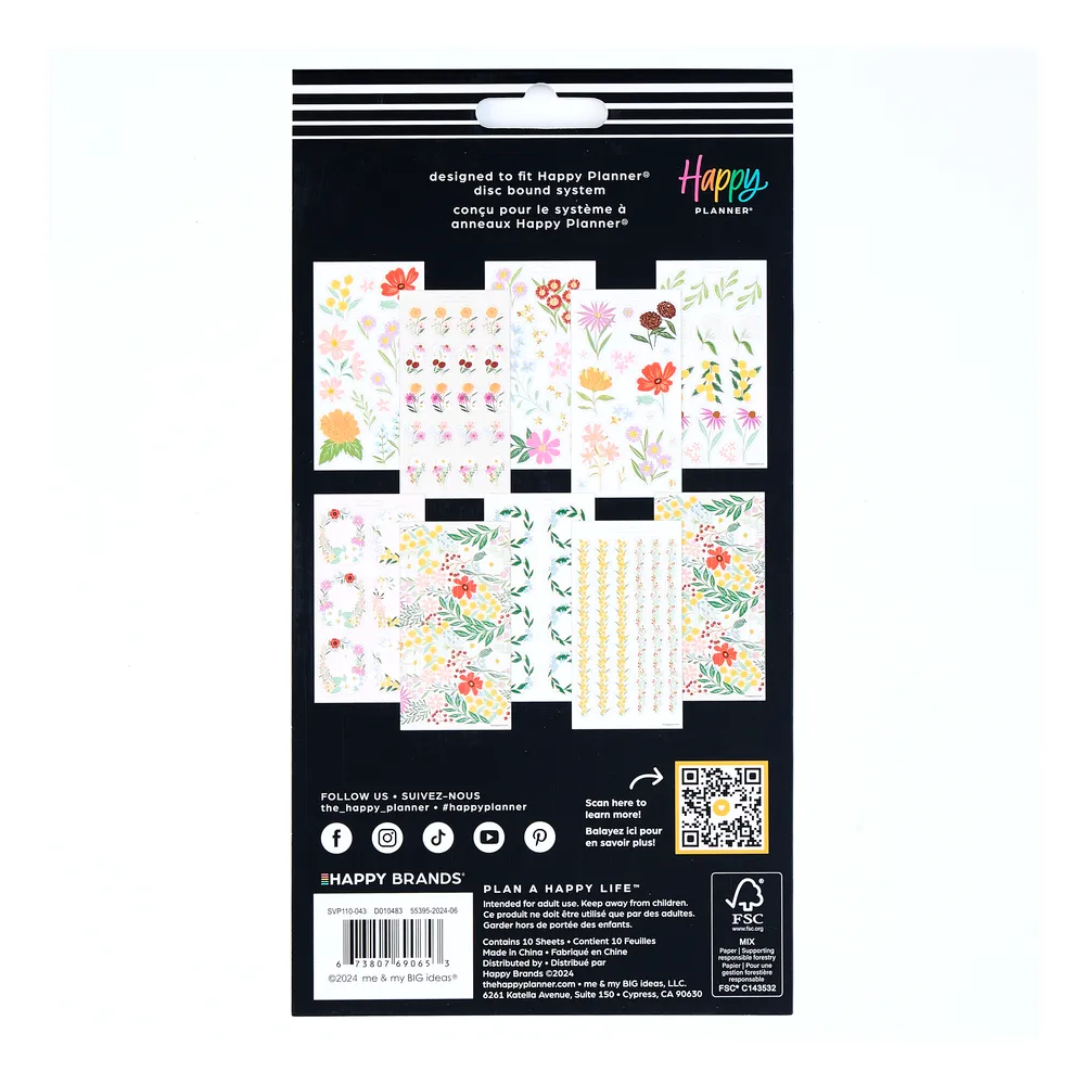Happy Planner Blooming Bouquet stickers 10 feuilles florales