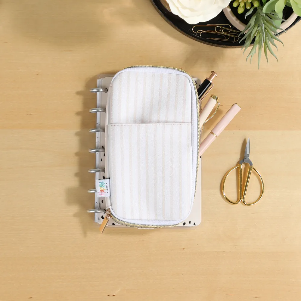 Happy Planner Peachy Stripes pochette zippée pêche à élastique