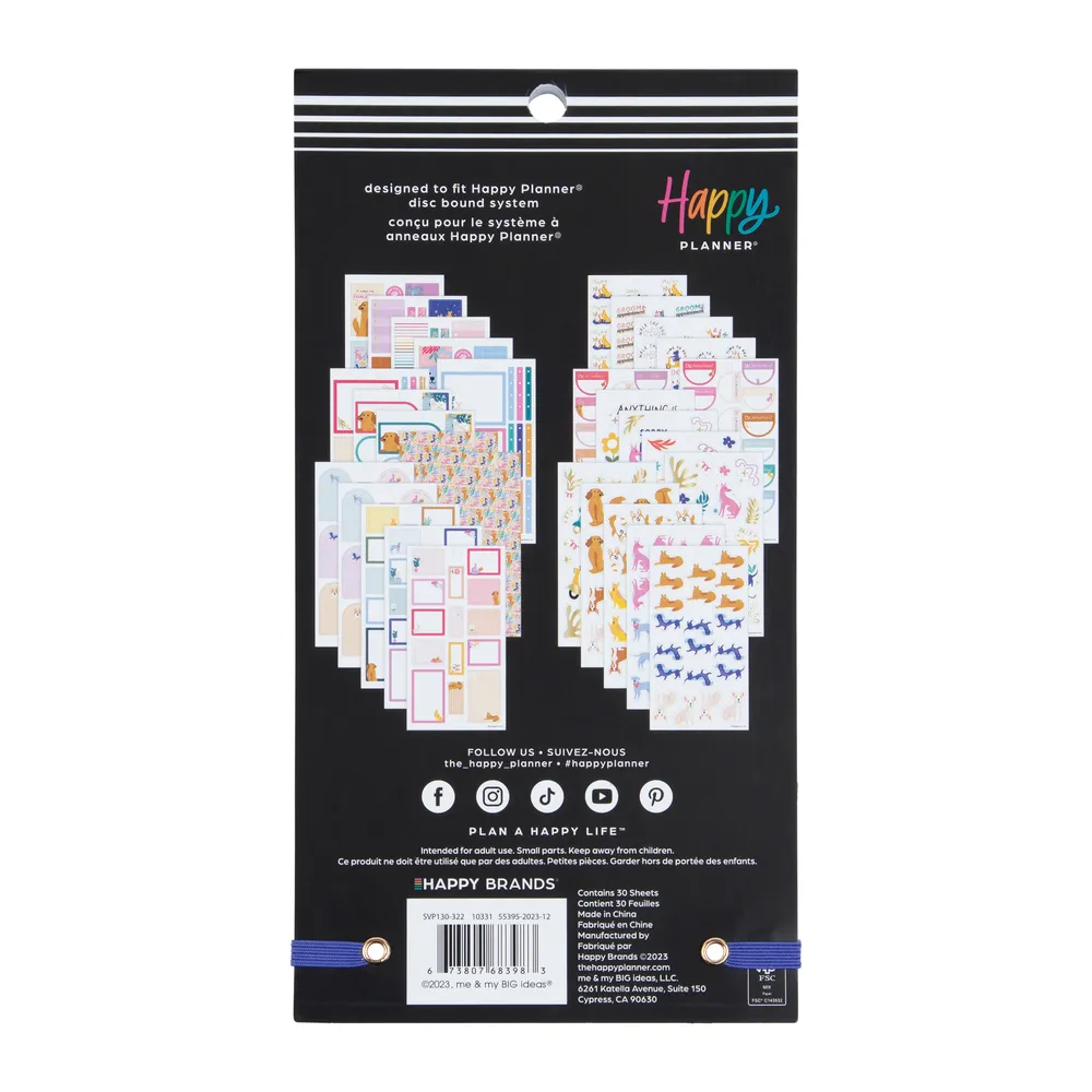 Happy Planner Playful Pups stickers agenda 451 pcs doré chiens
