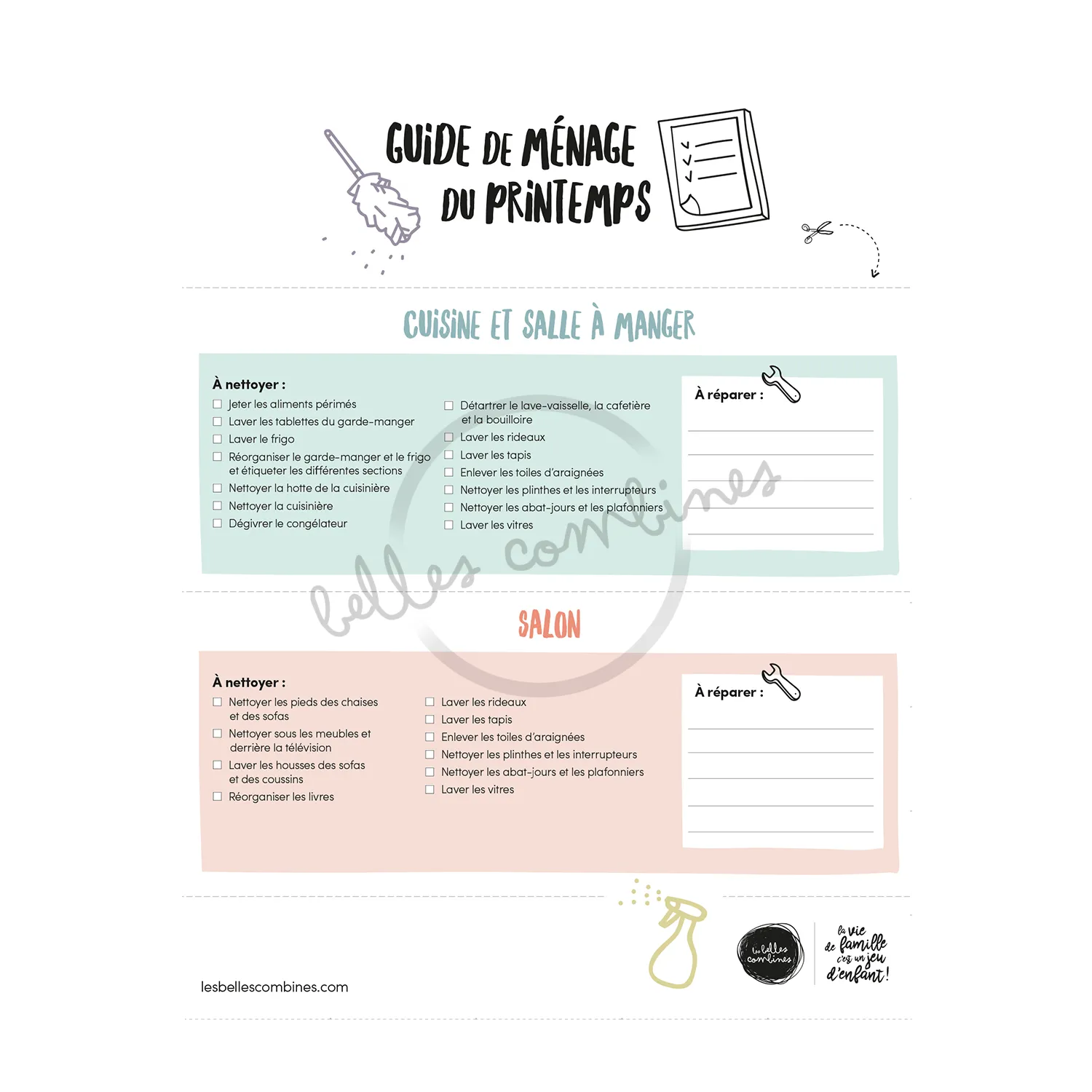 Les Belles Combines Guide ménage Printemps fiche à imprimer française