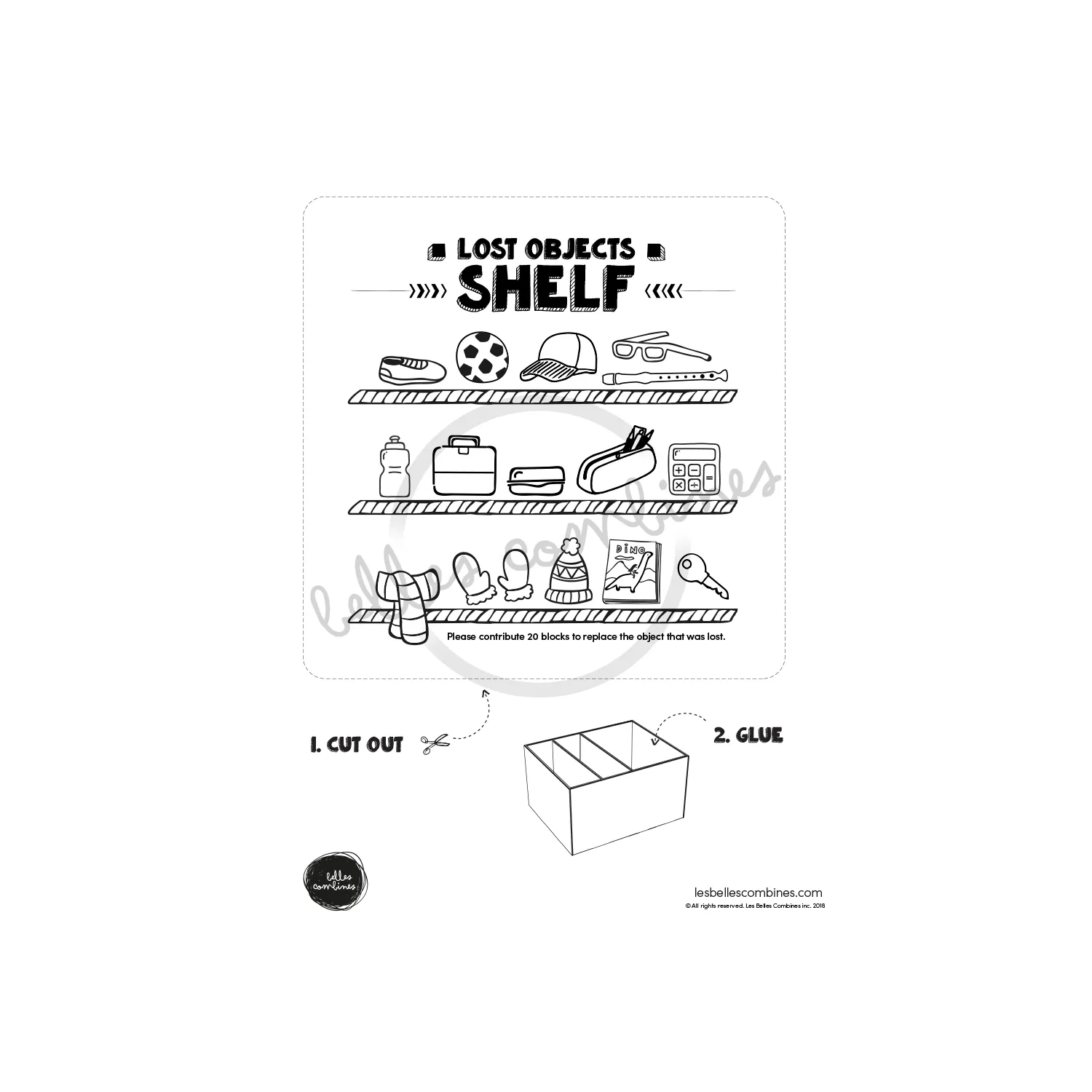 Les Belles Combines Rayon objets perdus affiche 20 jetons bilingue
