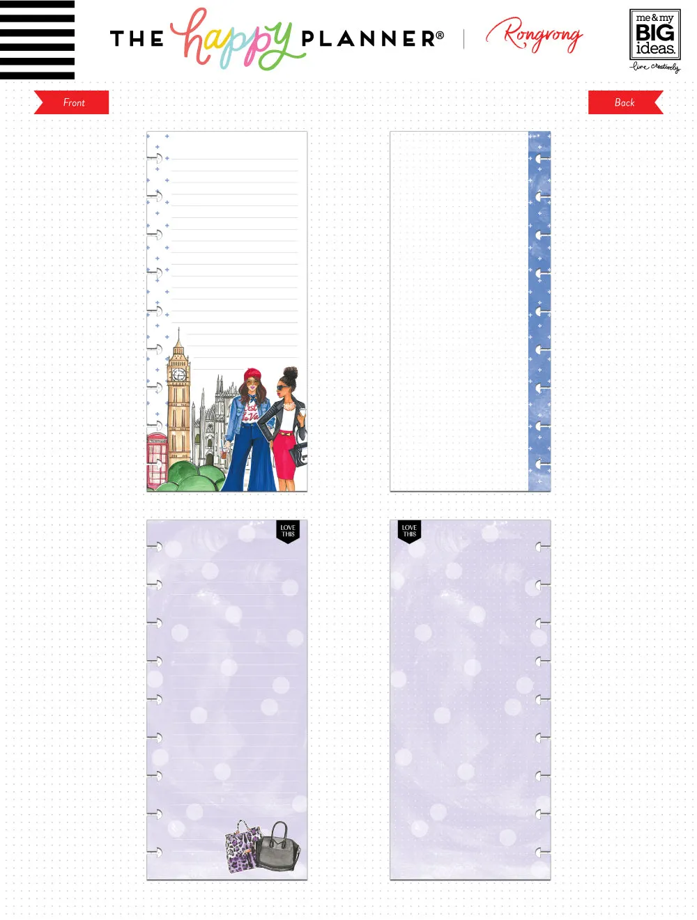 Happy Planner Rongrong papier notes Classic 60 feuilles ligné