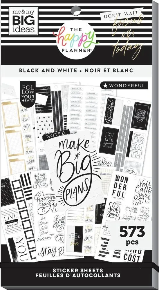 Happy Planner Black & White carnet stickers 573