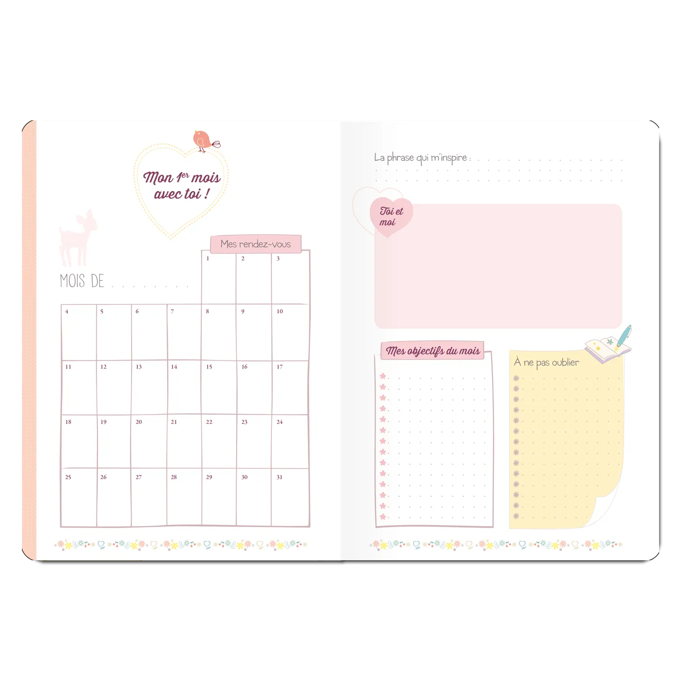 Corolle Journal jeune maman carnet bébé 160 pages élastique