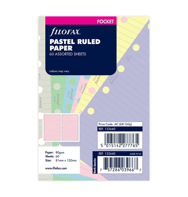 Filofax Pastels recharge lignee Pocket pastel