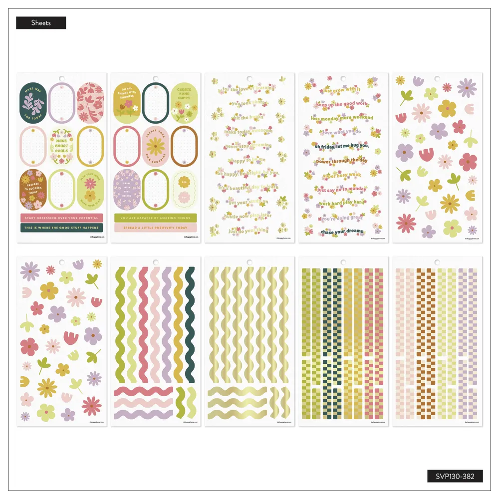 Happy Planner Sunny Picnic Student autocollants 770 pcs floral