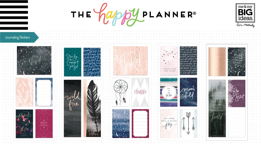 Happy Planner Journaling Flip stickers Boho 24 pièces