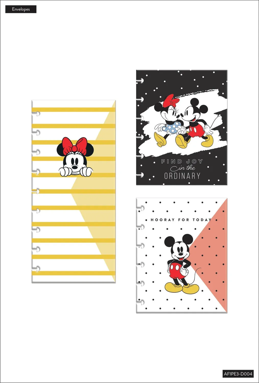 Happy Planner Mickey Minnie pochettes enveloppes à anneaux lot de 3