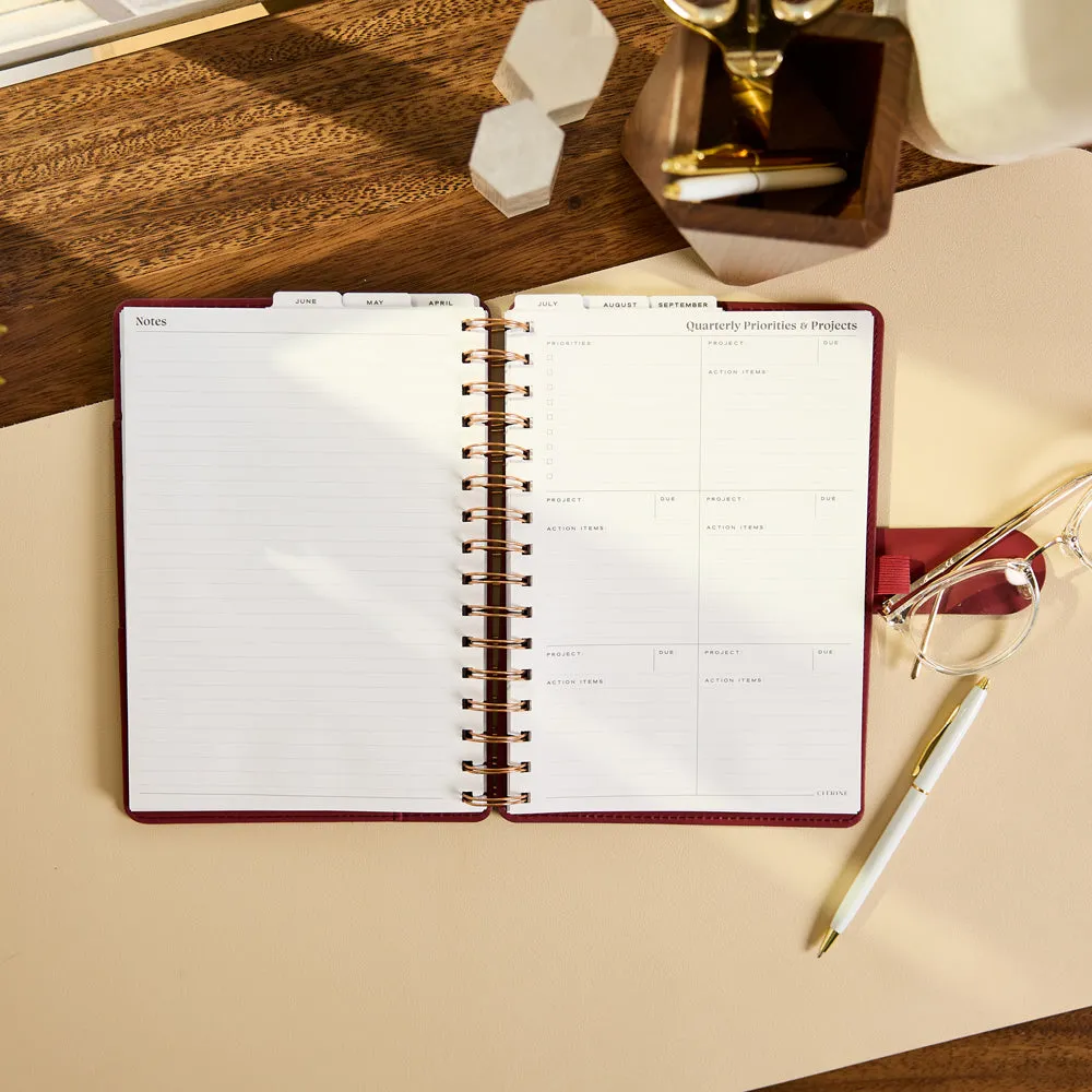 Happy Planner Citrine Burgundy Scallop agenda 2027 A5 pro 12 mois