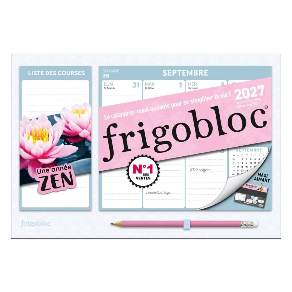 Frigobloc Mini Hebdo Zen 2027 calendrier familial aimanté