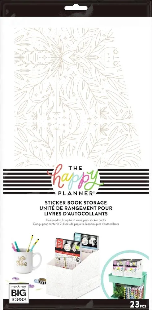 Happy Planner Neutral Florals boite rangement 21 livres