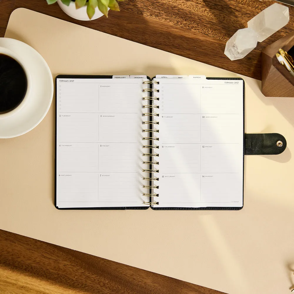 Citrine Midnight Micro Dots planner spiral A5 2027 pro 12 mois noir
