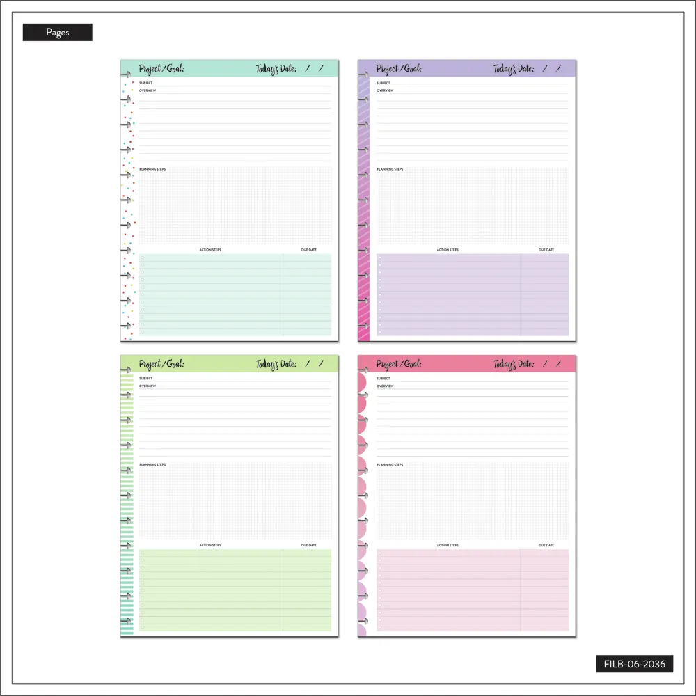 Happy Planner Everyday Project recharge papier big dashboard 40 feuilles