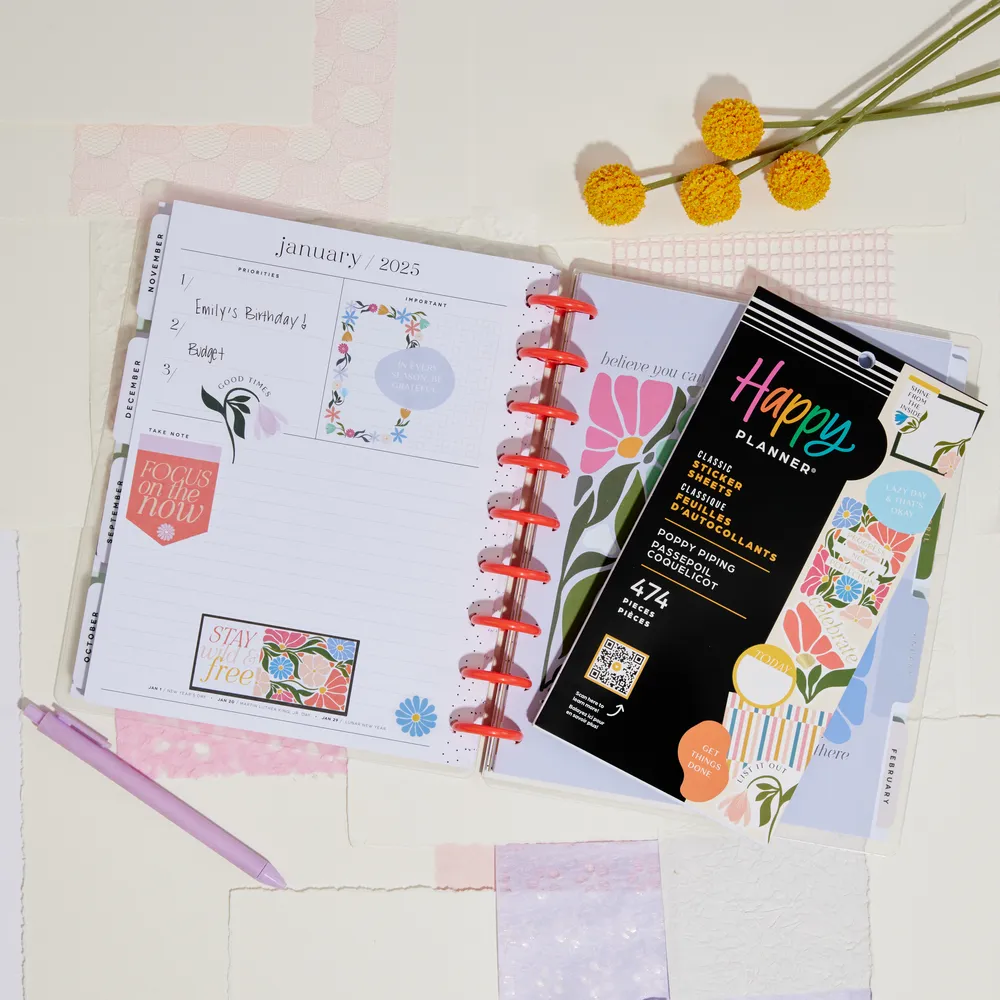 Me & my big ideas Poppy Piping stickers 474 fleurs