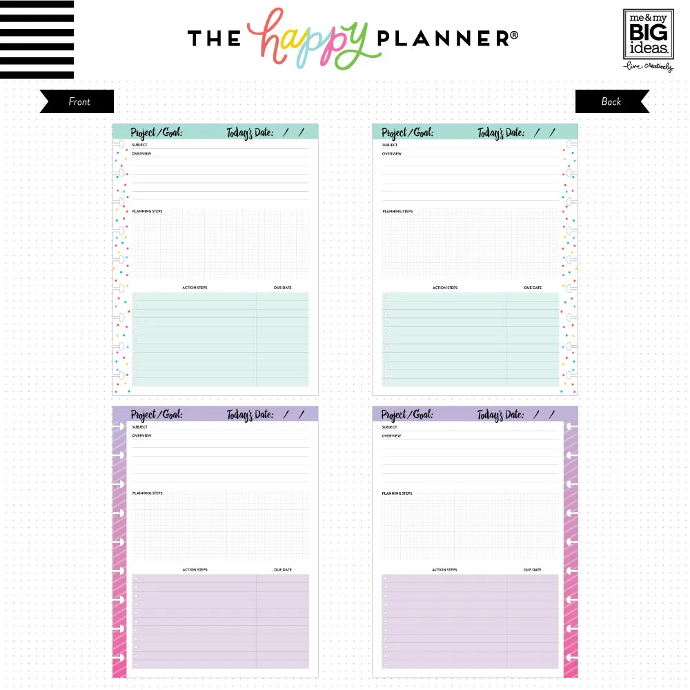 Happy Planner Project papier recharge Classic 40 feuilles