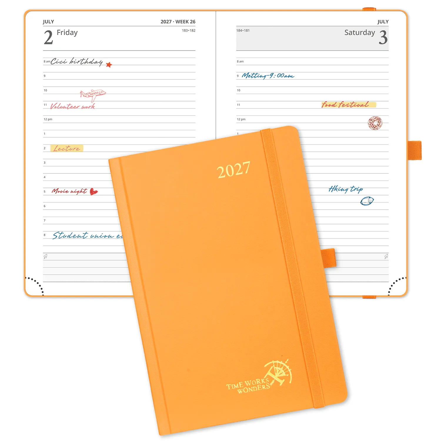 Poprun CEHBTA5-27 agenda journalier 2027 A5 rigide orange