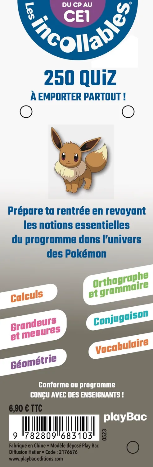 Frigobloc Incollables Pokémon CE1 éventail quiz 6-7 ans